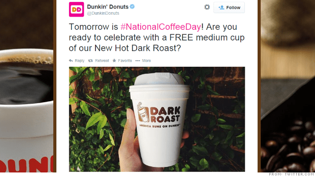 dunkin free coffee