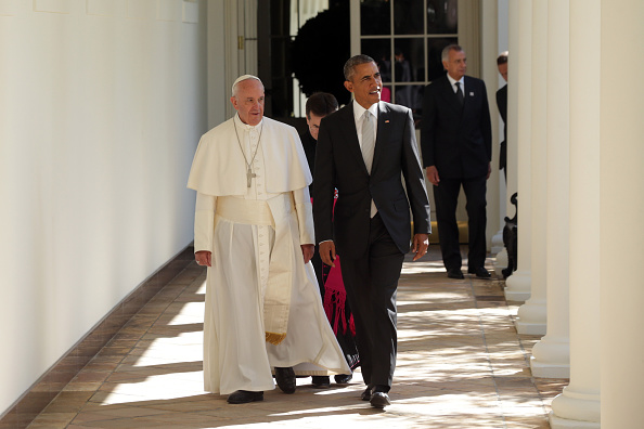 President Obama and Pope Walking To Office