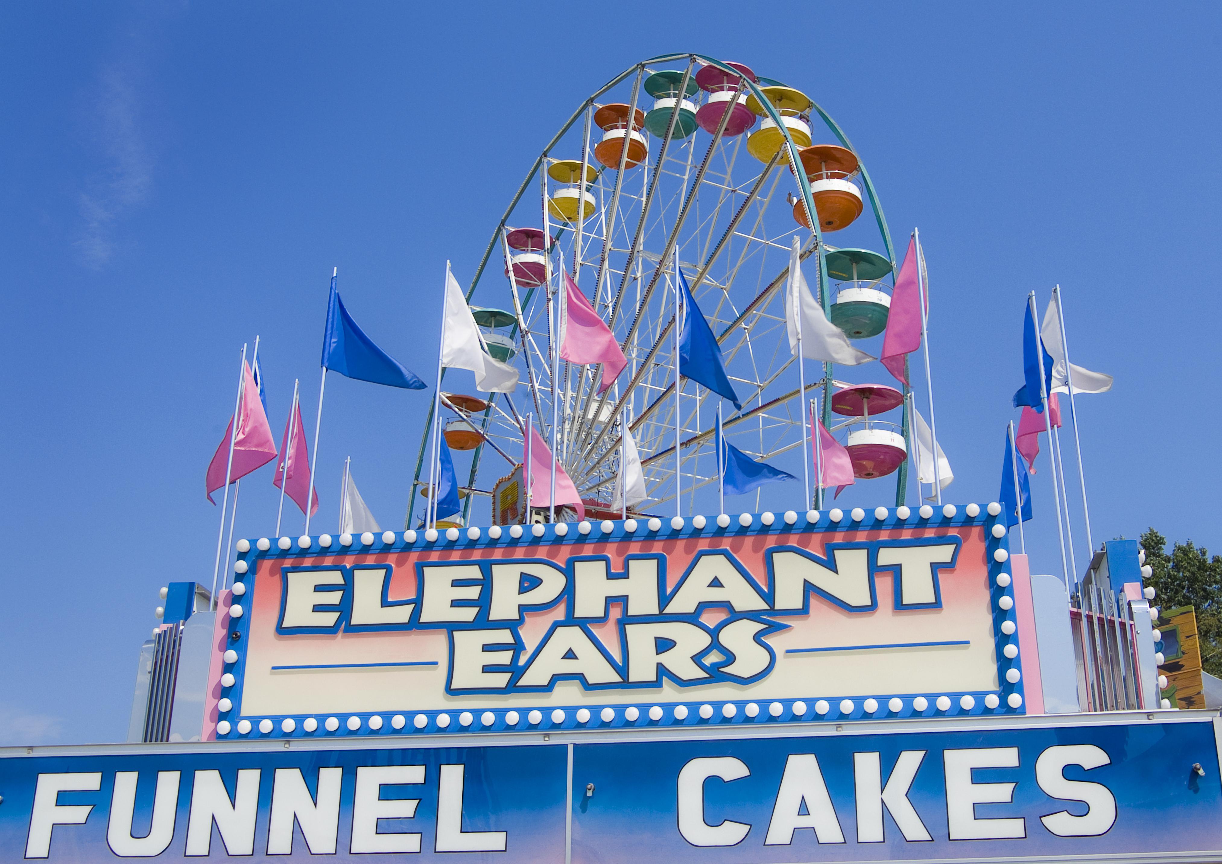 Fair rides and food booths at a traditional county fair in Essex, Vermont