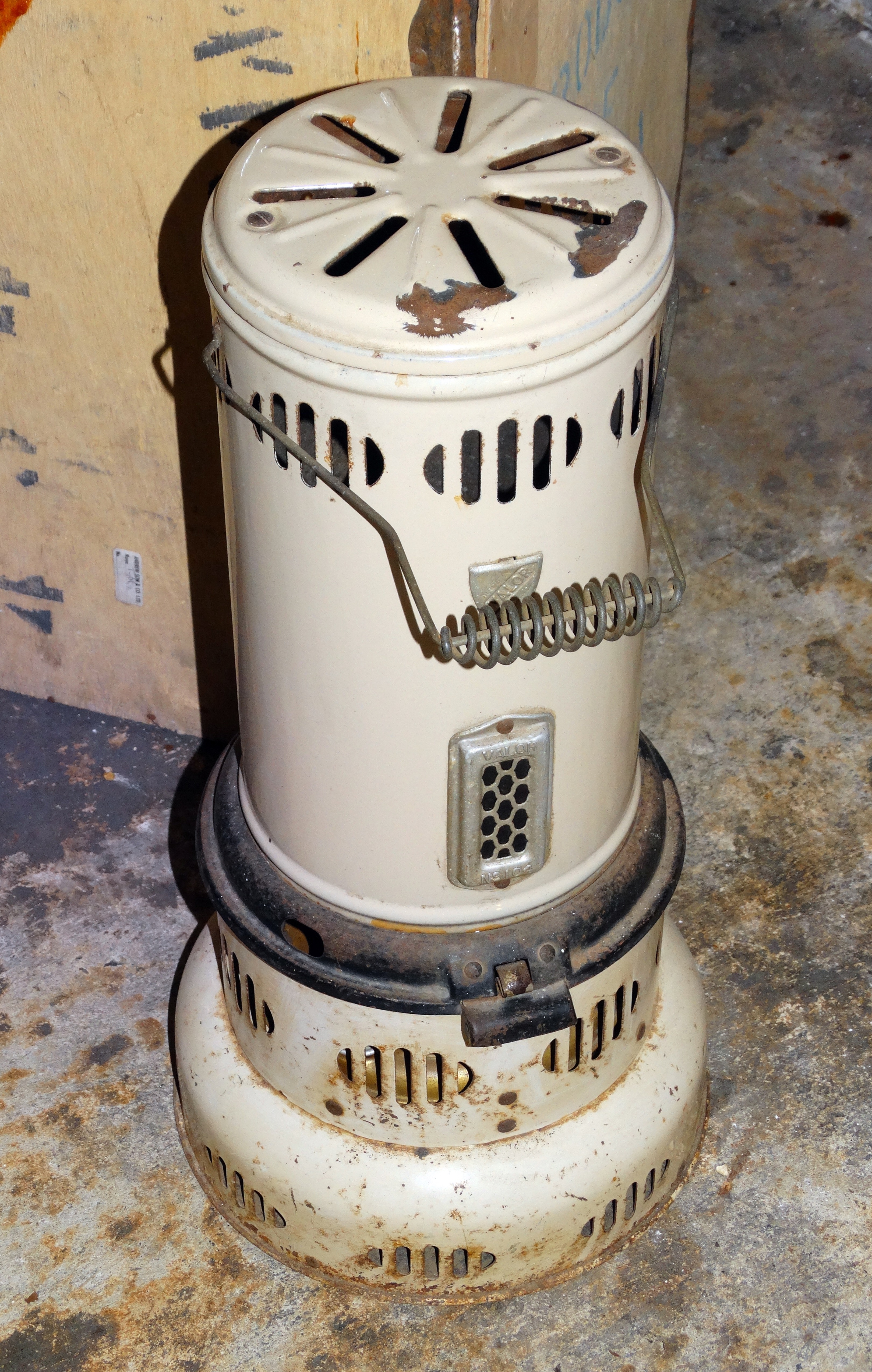 World War Two paraffin heater from an air raid shelter in London, England 1941