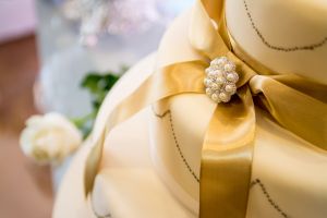 Close-Up Of Wedding Cake On Table