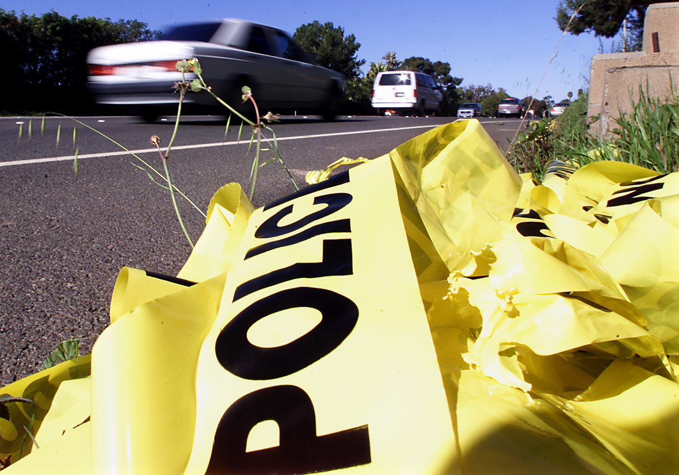 Laguna BeachNorthbound traffic and yellow police tape on the side of the road is all that's left n
