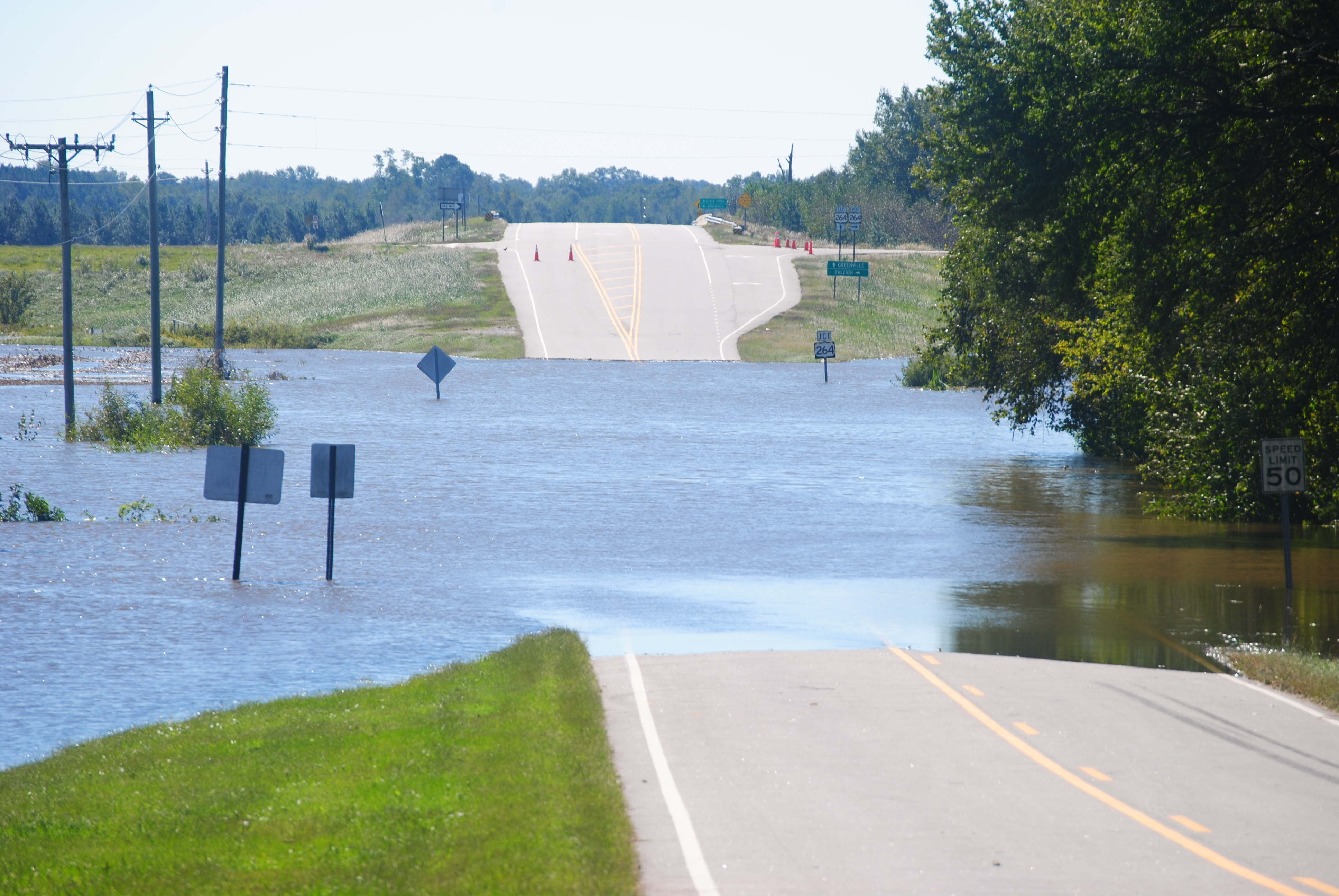 Flood On Road During Hurricane