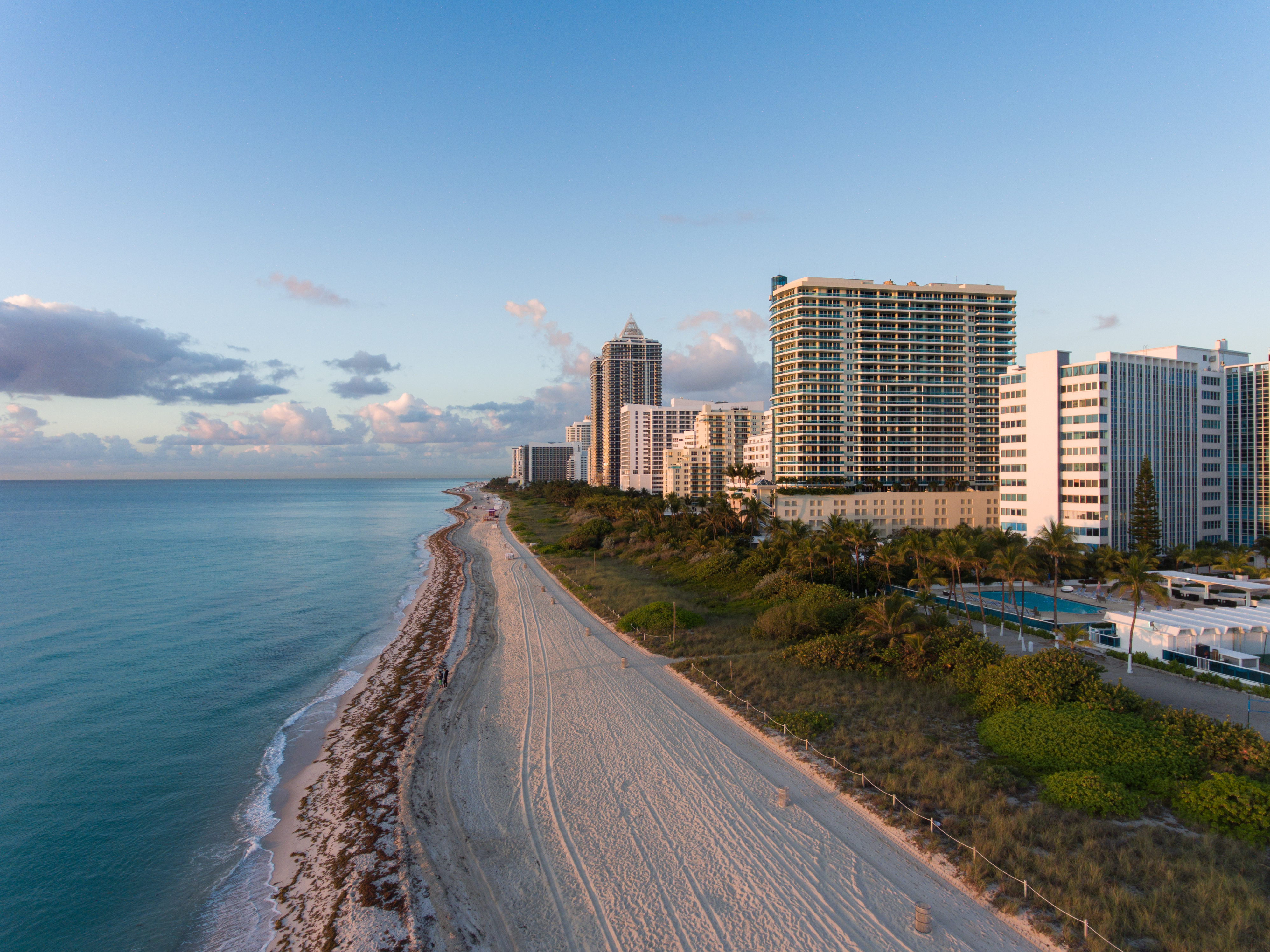 Aerial view of South beach on a beautiful day
