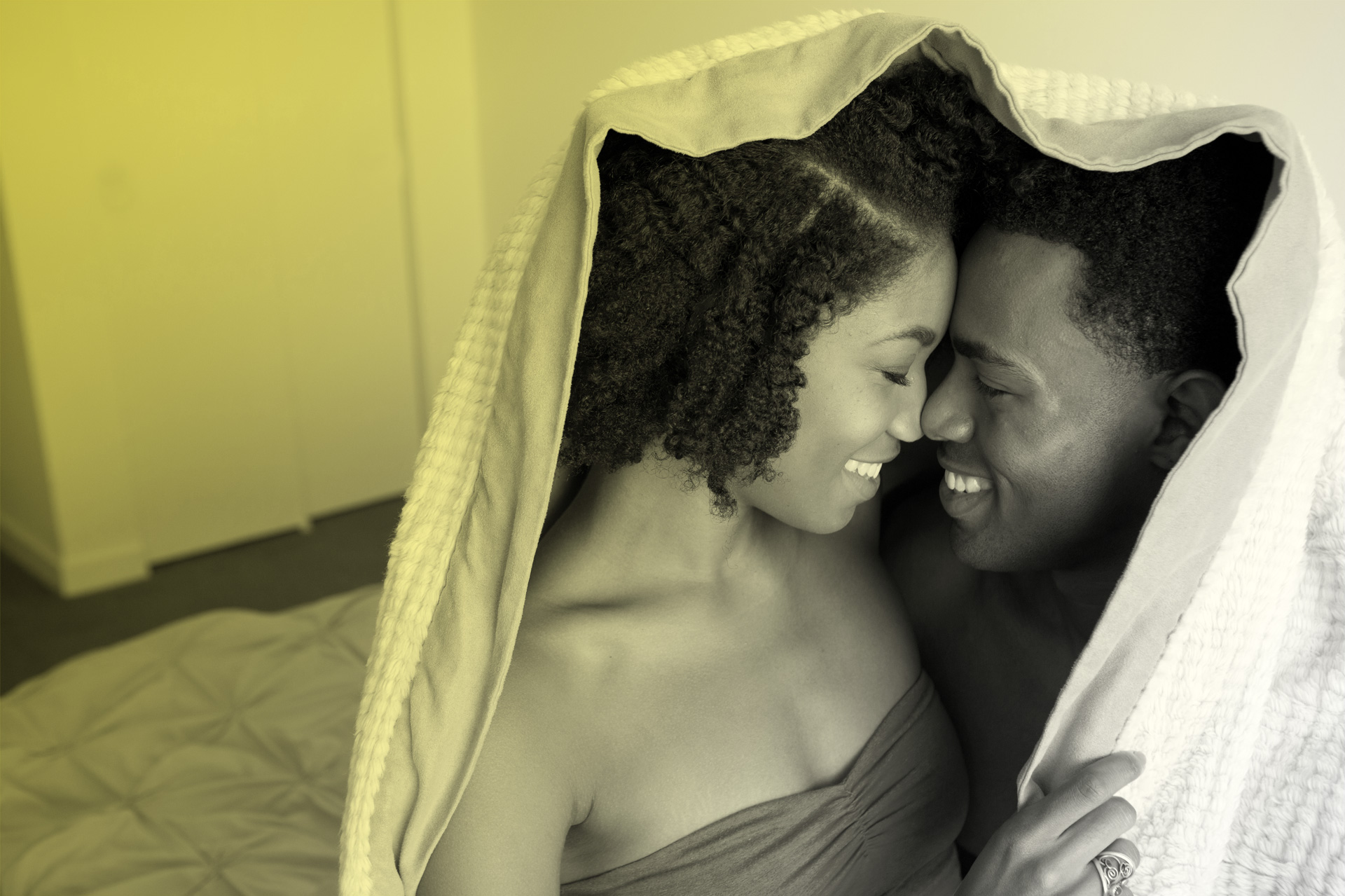 black couple embrace