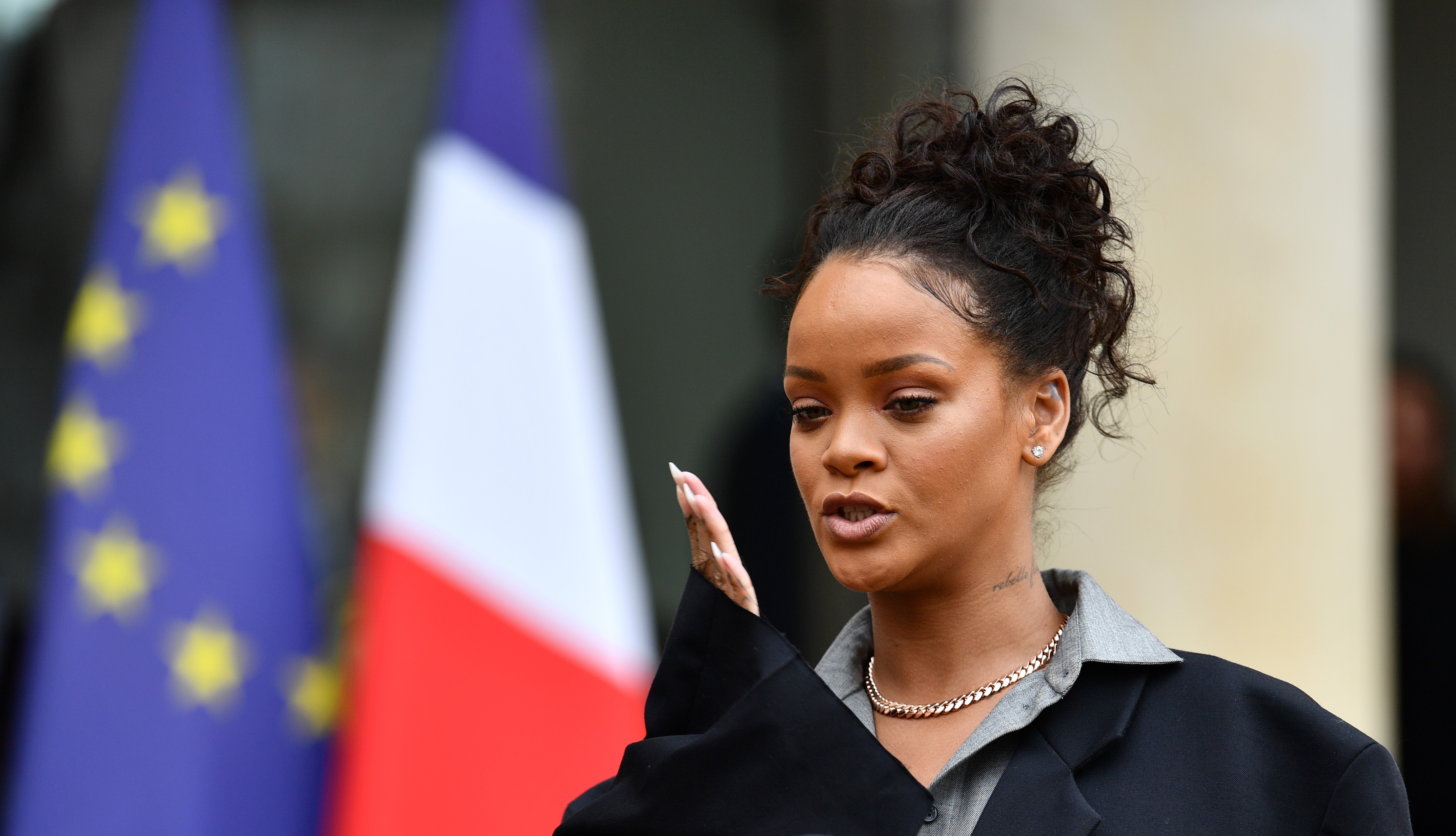 Rihanna at the Elysee Palace