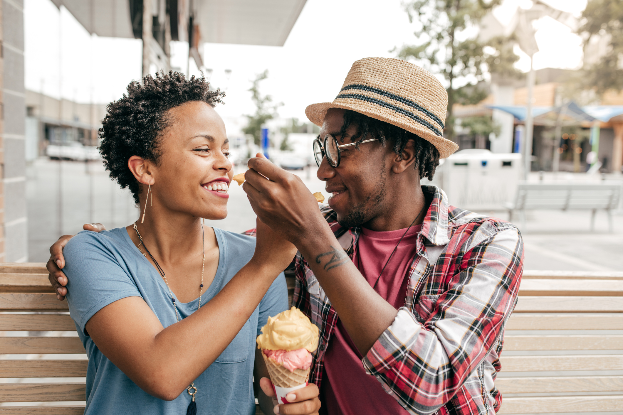 Happy tourist couple