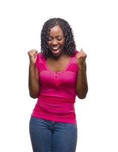 Excited young woman