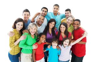 Group of embraced people.