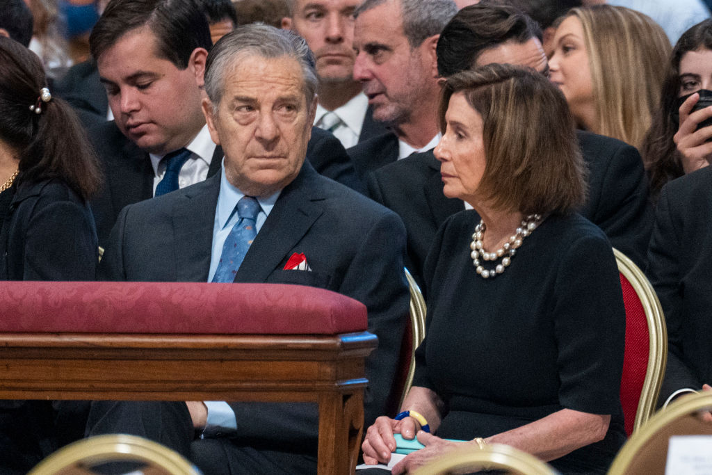 US House of Representatives Speaker, Nancy Pelosi (R), with...
