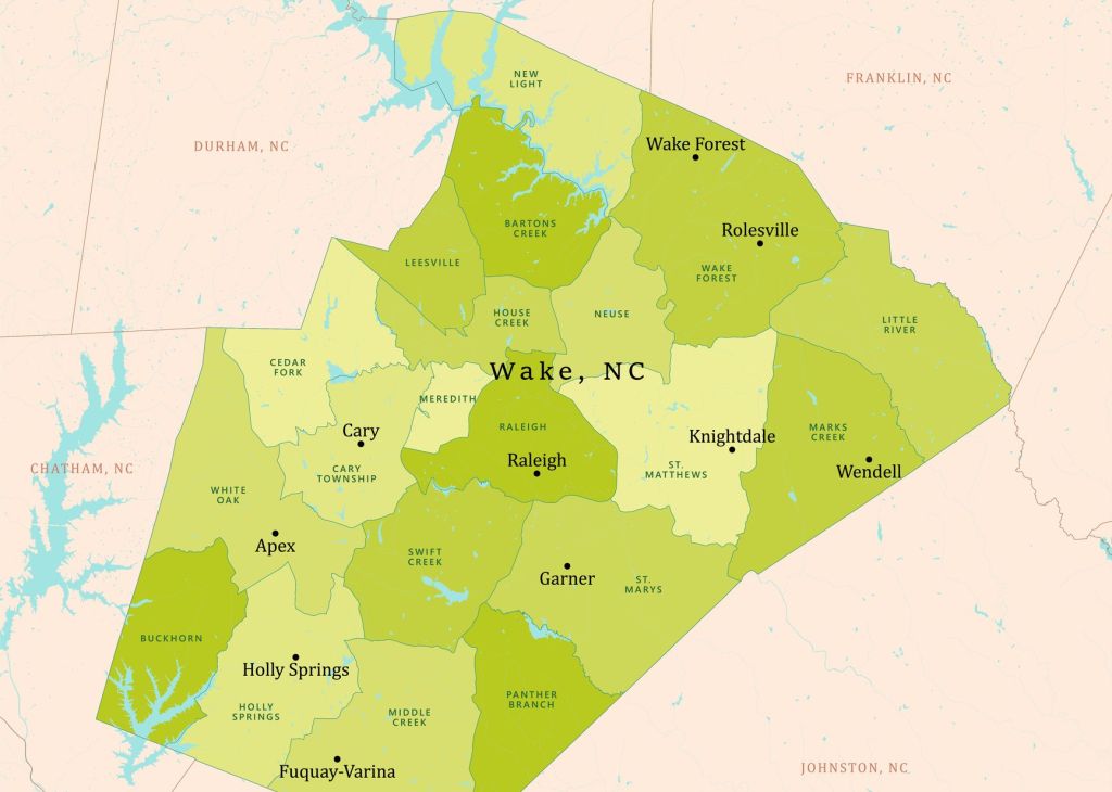 NC Wake County Vector Map Green