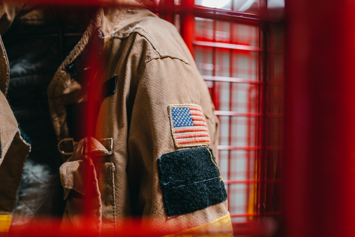 American flag depicted on a firefighter jacket