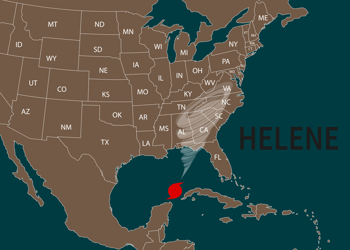 Hurricane Helene moved toward Florida. Vector illustration. EPS 10